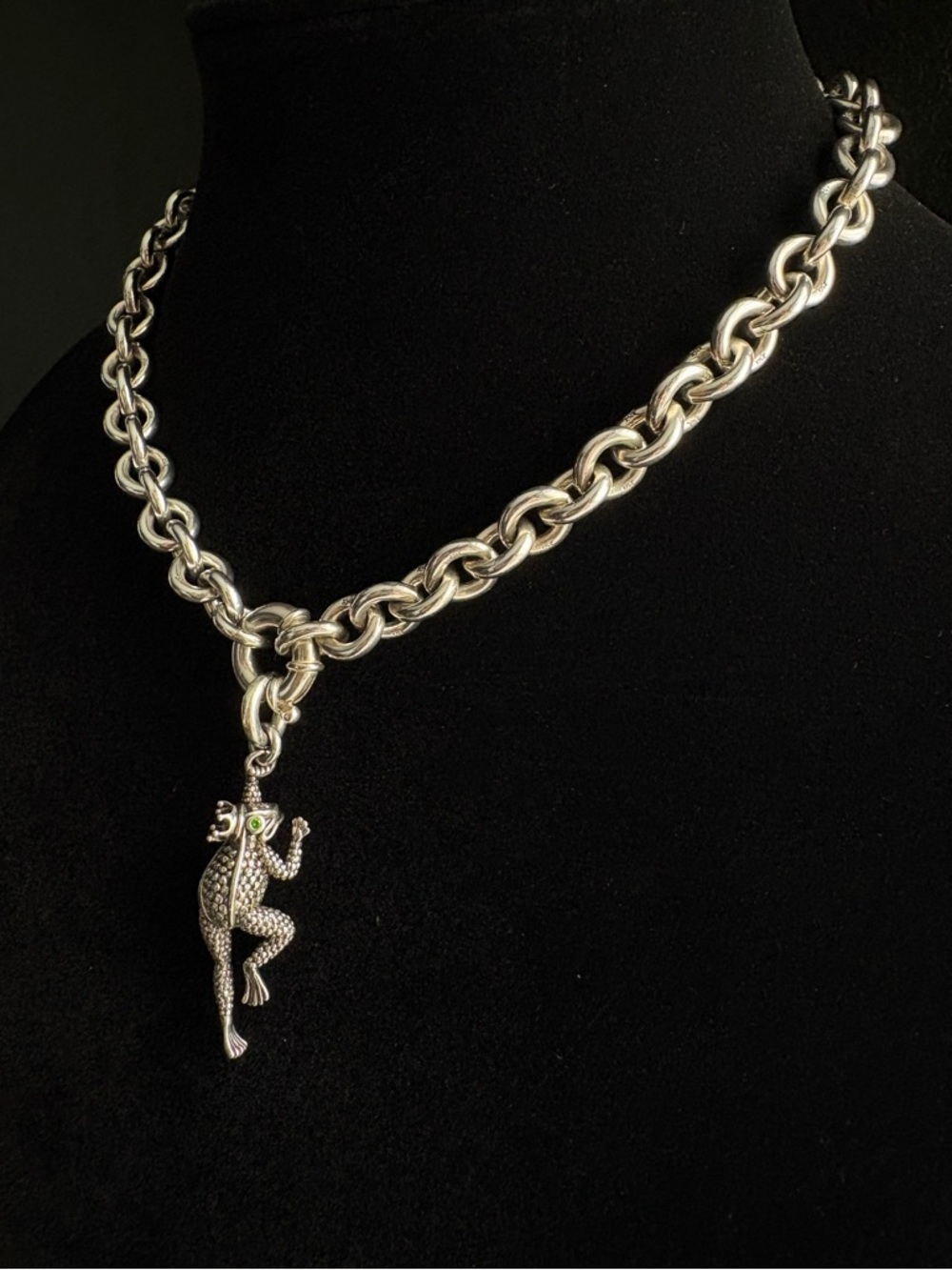 Kieselstein Cord Frog Prince Sterling Silver Chain Link Necklace & Charm 99.2 - Picture 2 of 16